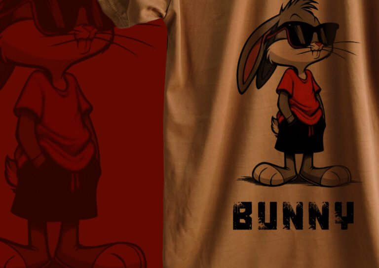Peach Oversized Streetwear T-Shirtpeach oversized t-shirt, thug bunny print, streetwear india, oversized fashion usa, graphic tee cotton, unisex urban wear, trendy drop shoulder tee, bold design streetwear, casual bunny t-shirt, peach color top
