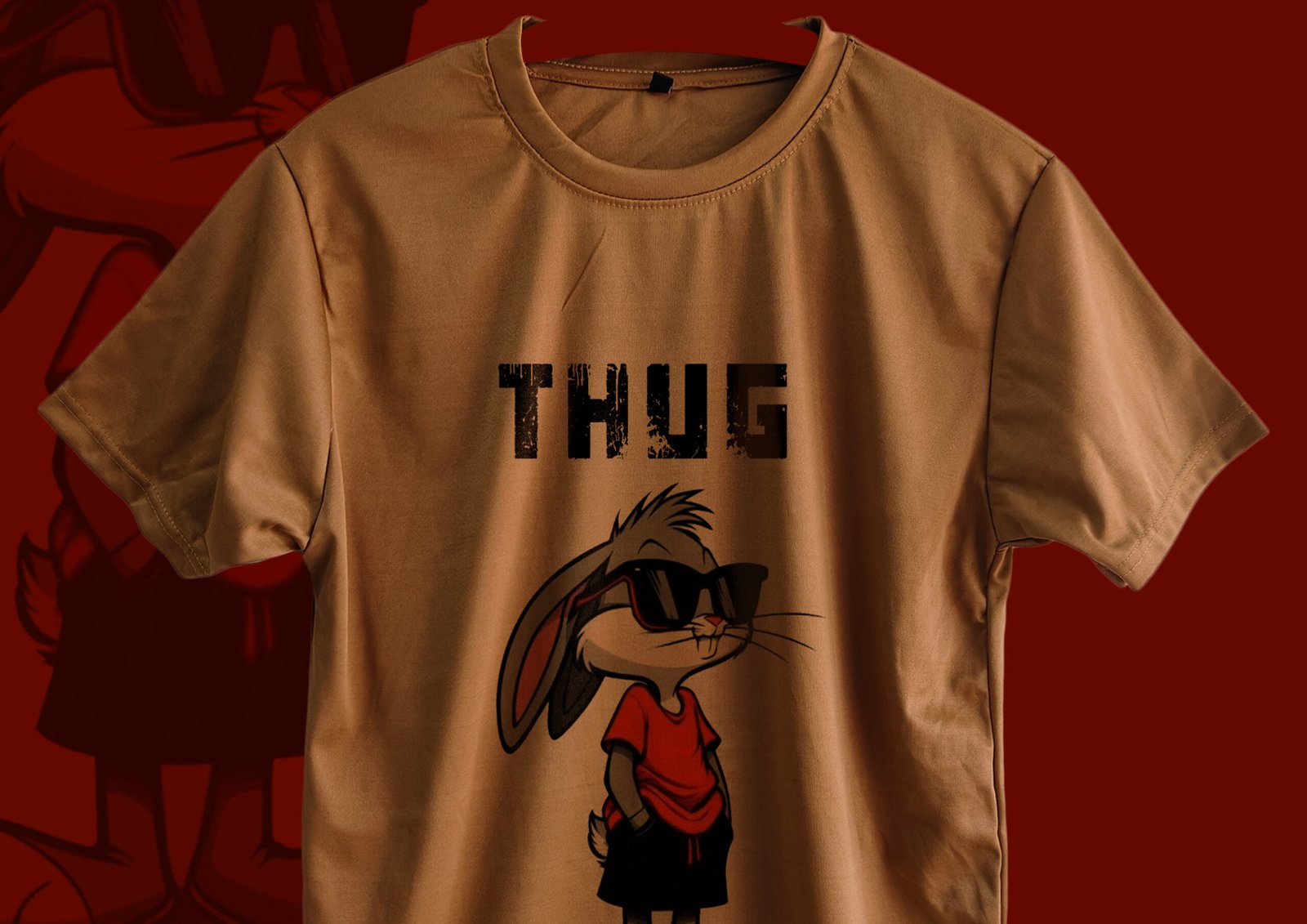 Thug Bunny Graphic Streetwear Teethug bunny oversized t-shirt, peach graphic tee, unisex streetwear, urban cotton t-shirt, bunny design tee, trendy fashion, casual oversized tee, drop shoulder t-shirt, men streetwear india, usa fashion tee