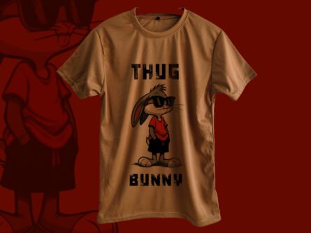 Peach Thug Bunny Oversized T-Shirt peach t-shirt, thug bunny design, oversized tee, streetwear fashion, unisex t-shirt, cotton tee, graphic t-shirt, trendy streetwear, peach color tee, urban fashion