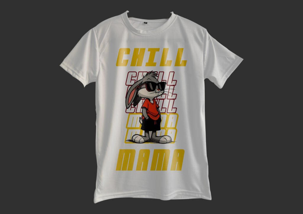 stylish chill mama white color slim fit t-shirt