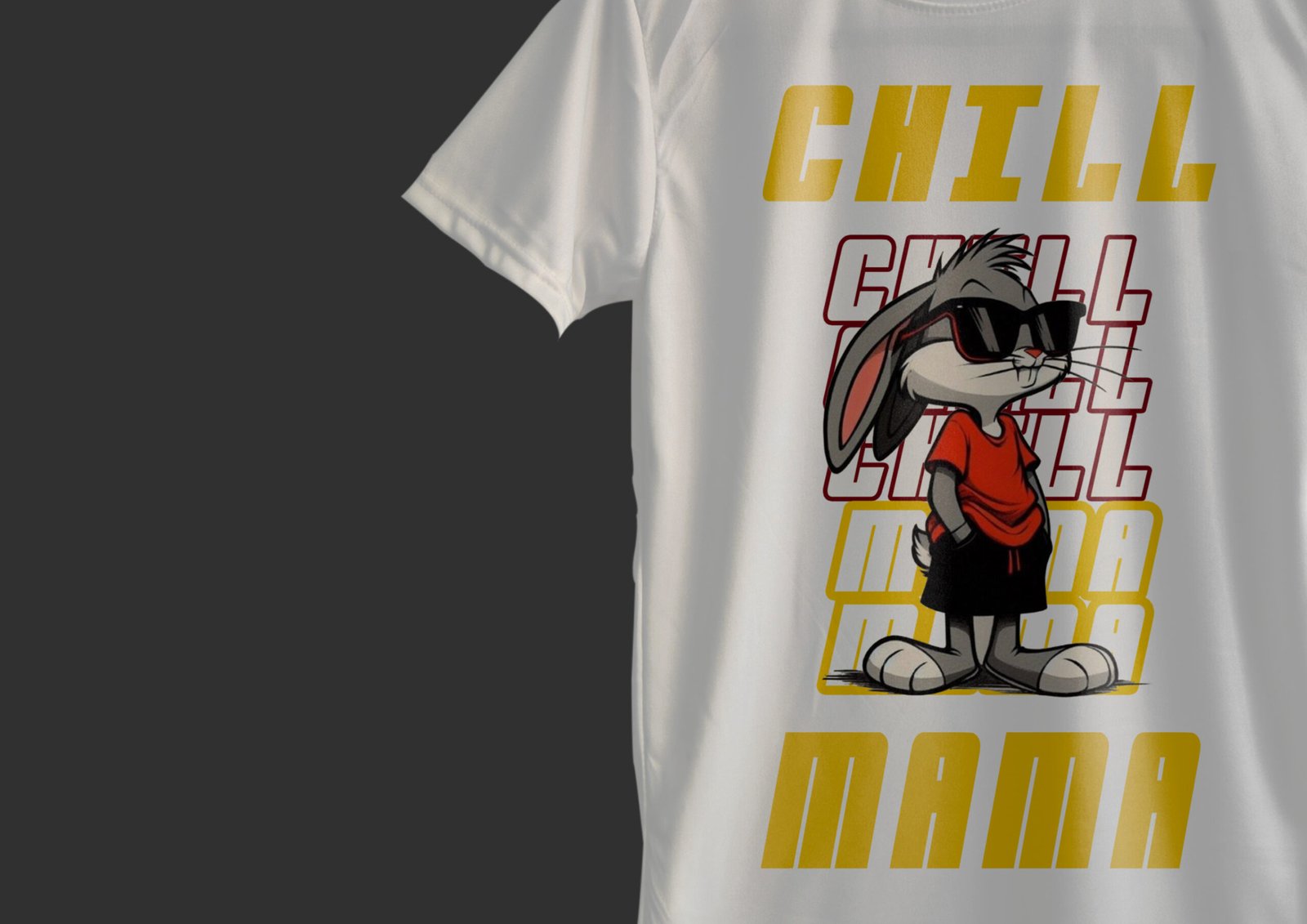 trendy chill mama white color slim fit tee for men
