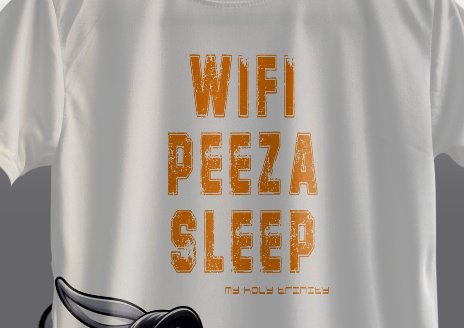 WiFi Pizza Sleep Oversized Back View plain back tshirt india usa, oversized white casual tee, comfy cotton t-shirt, men oversized tshirt india, women oversized tshirt usa, stylish streetwear back design, gamer fit oversized top, everyday lifestyle tee, bold white oversized shirt
