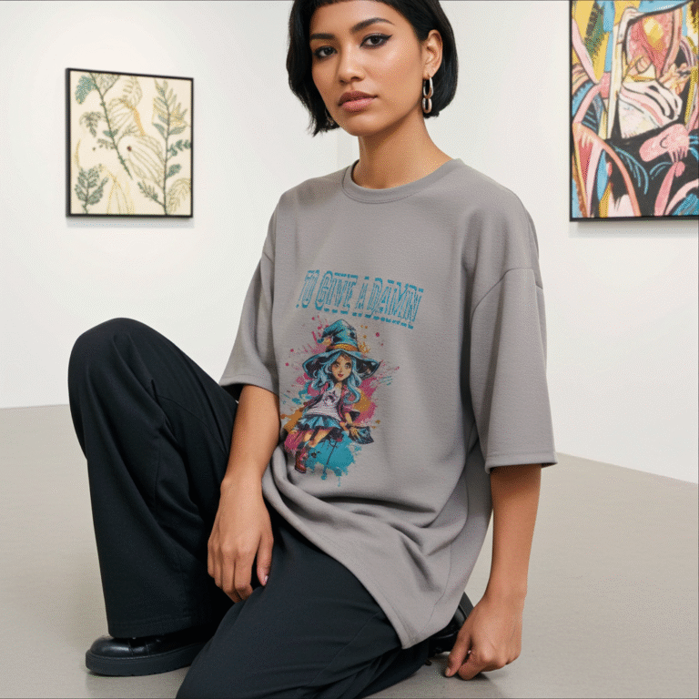 Women’s Oversized Grey T Shirt Too Glam Style