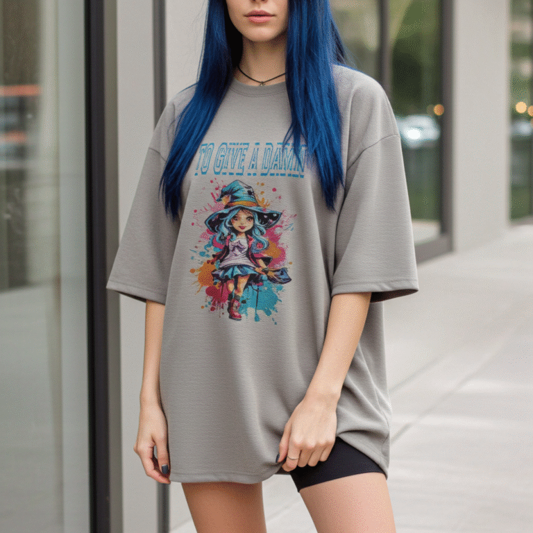 Graphic Oversized Grey T Shirt for Women