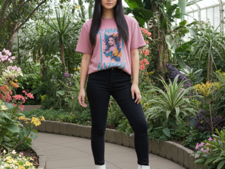 Cotton candy loose fit tee flat lay
