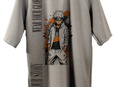 Anime Drop Shoulder Gray T-Shirt for Men | Trisholic - Image 2