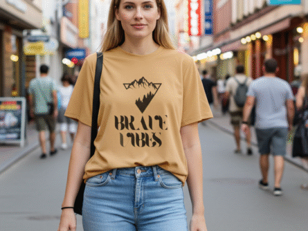 Peach Drop Shoulder Tee for Women side view