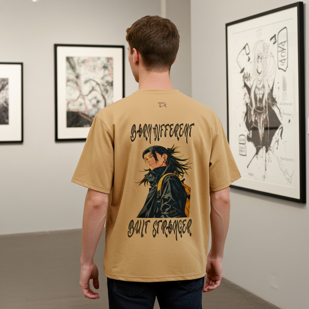 Back view of Peach Anime Baggy T-Shirt