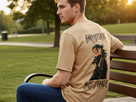 Men wearing anime streetwear outfit