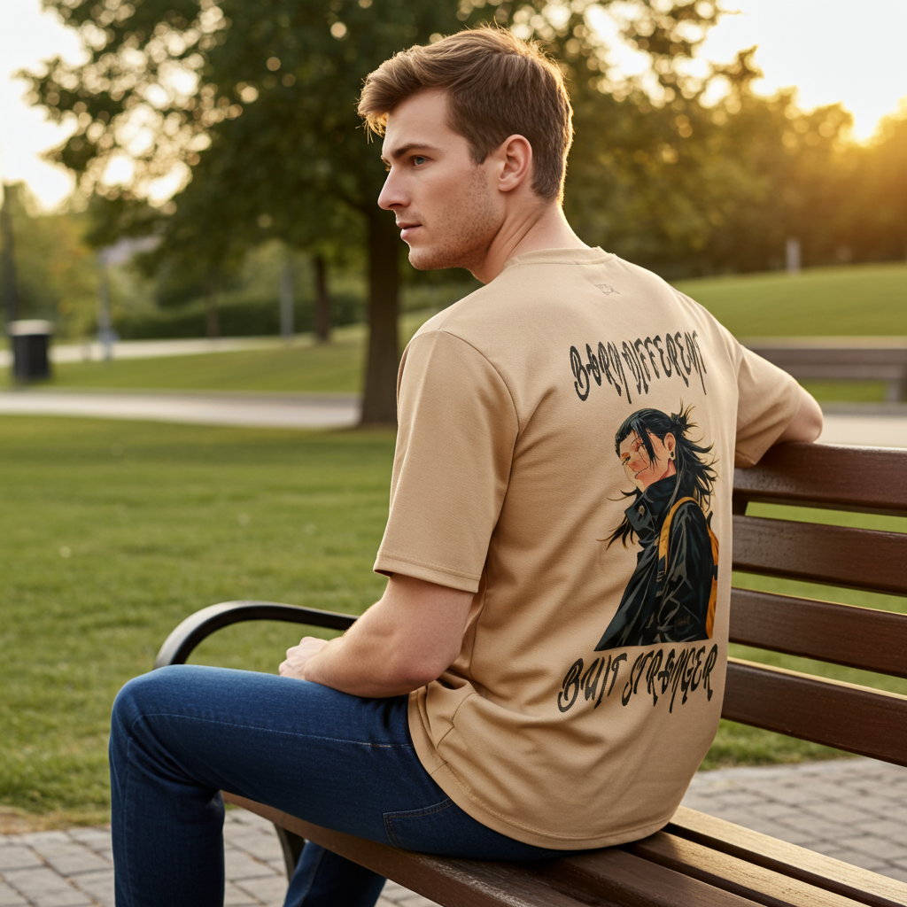 Men wearing anime streetwear outfit