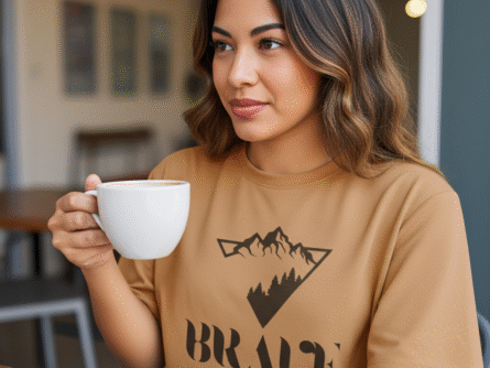 Peach Drop Shoulder Tee for Women sleeve detail