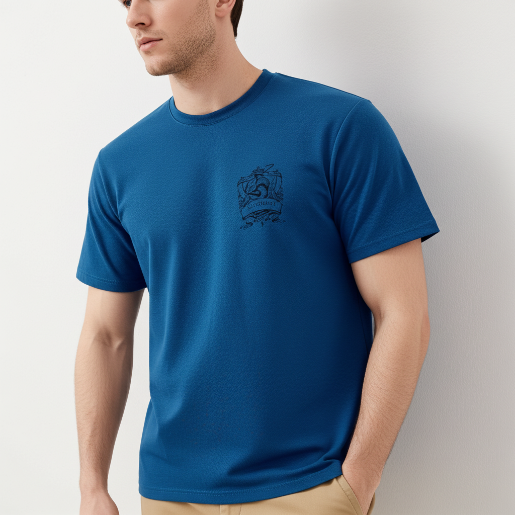 Soft cotton oversized tee in blue – Oversized Slytherin Blue Harry Potter T-Shirt for Men | Trisholic