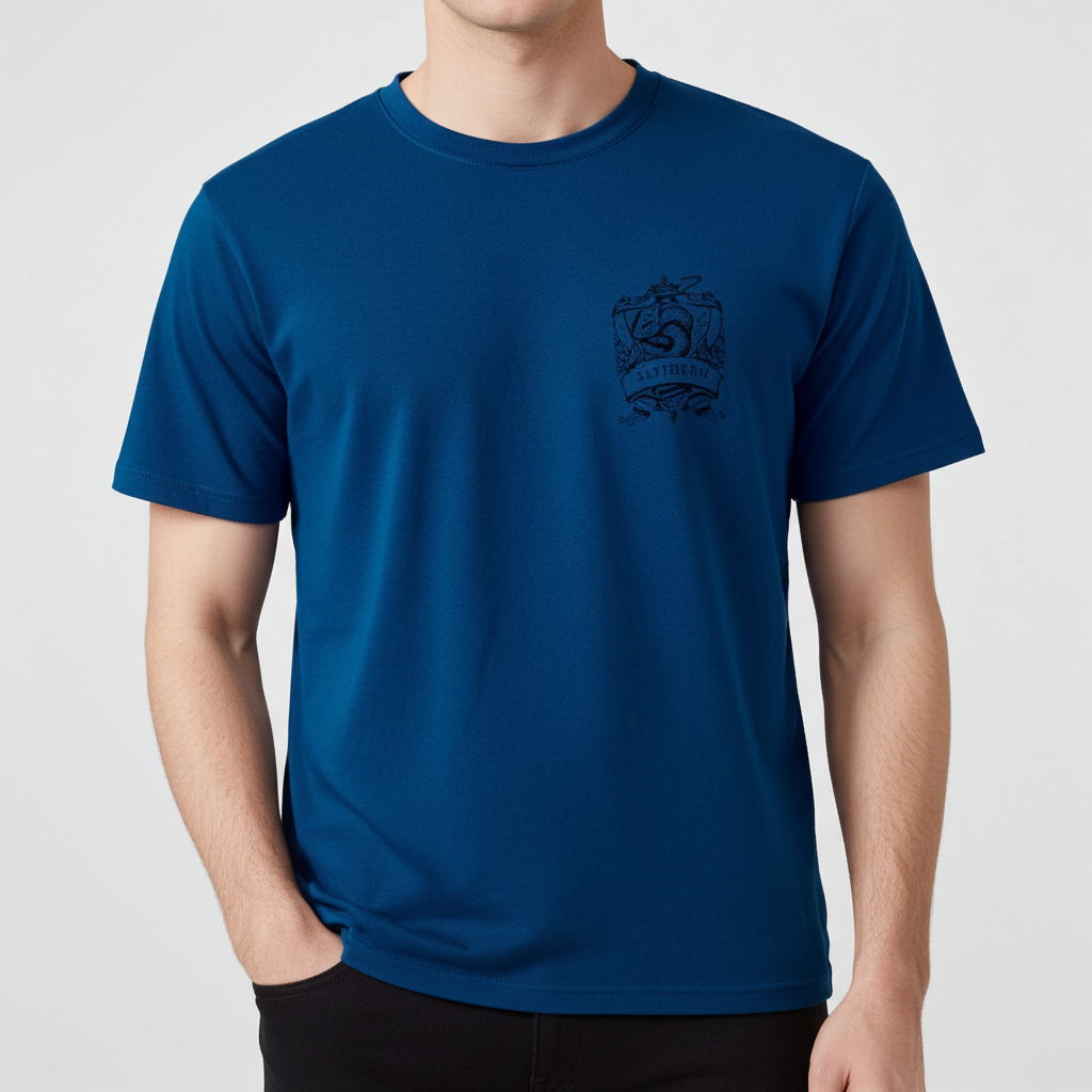Relaxed fit fantasy tee for men – Oversized Slytherin Blue Harry Potter T-Shirt for Men | Trisholic