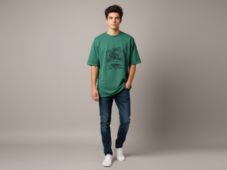 Oversized Green T-Shirt fit,Model wearing Slytherin Oversized T-Shirt,