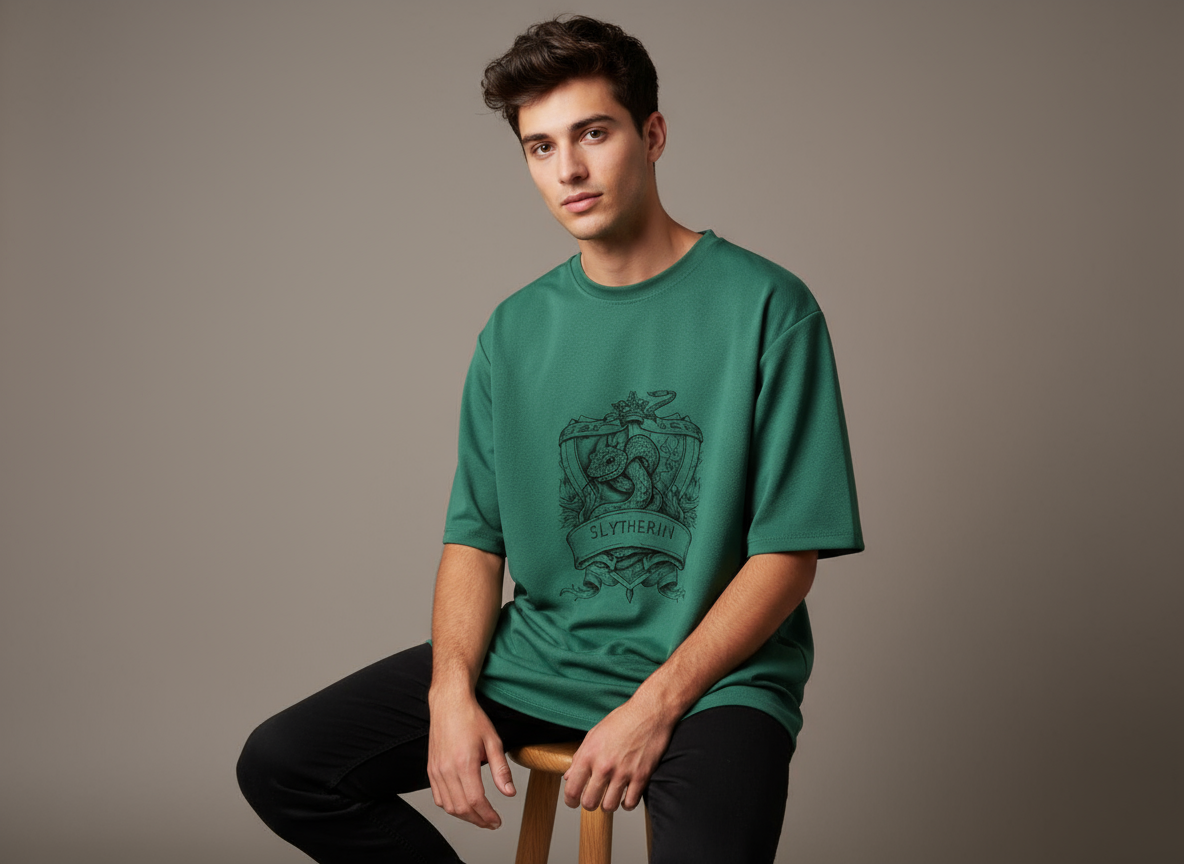 Trisholic Slytherin Oversized T-Shirt back,
