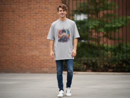 Gryffindor Oversized T-Shirt – Trendy Harry Potter Streetwear by Trisholic styled flatlay