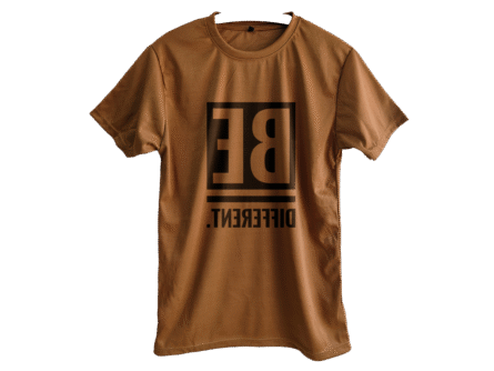Slim Fit Graphic Printed T-Shirt for Men – Peach Be Different Quote Tee | Trisholic front view