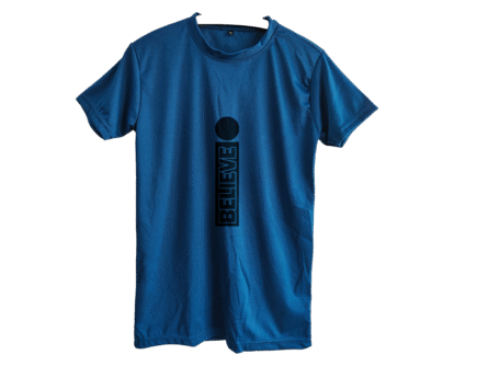 Front view of Trisholic Men’s Slim Fit Blue Polyester T-Shirt | Lightweight Activewear Tee