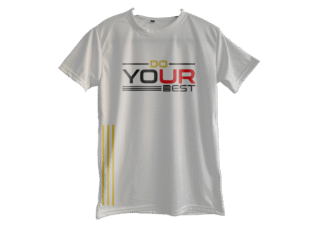 Front view of White Slim Fit Polyester Motivational Quote T-Shirt for Men