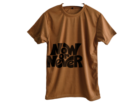 Peach “Now or Never” Graphic Oversized T-Shirt for Men | Motivational Streetwear Tee – Trisholic Front View