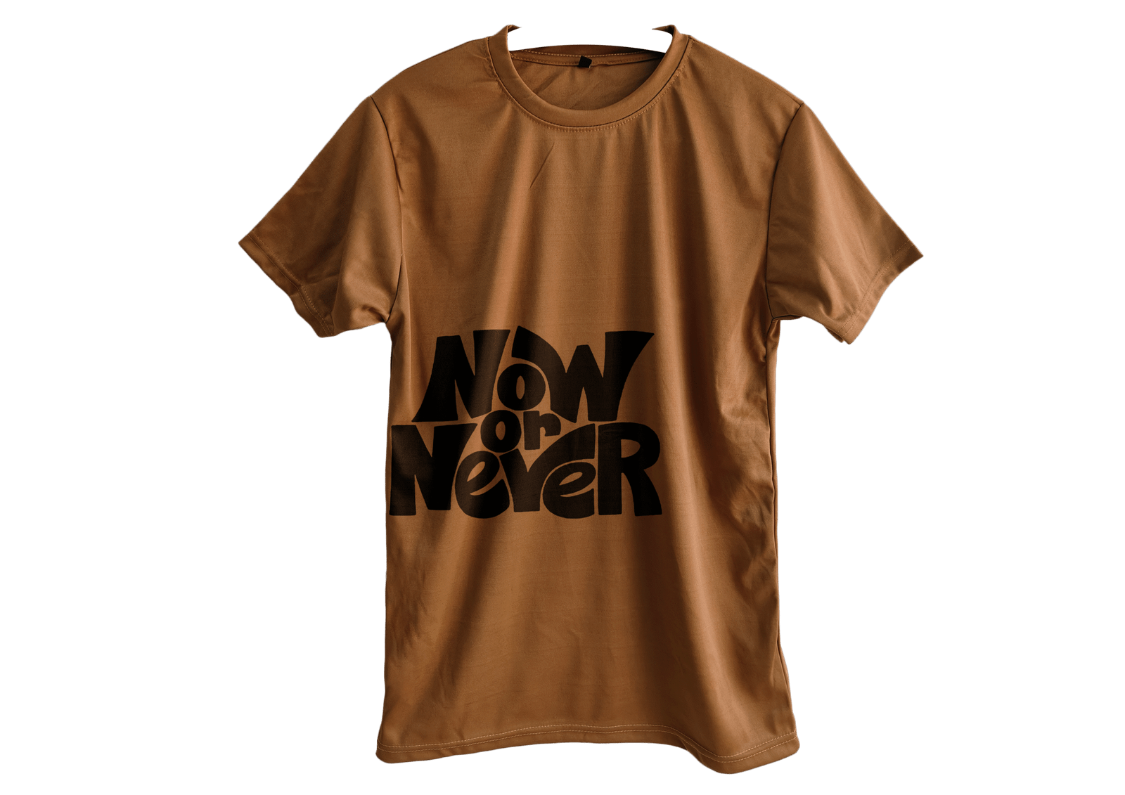 Peach “Now or Never” Graphic Oversized T-Shirt for Men | Motivational Streetwear Tee – Trisholic Front View