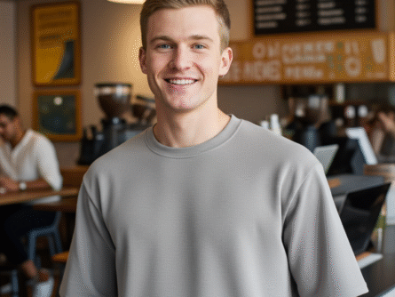 Urban Ash Grey Men’s Relaxed Streetwear Tee neckline view