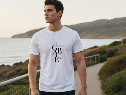 Premium White Grace Letter Print T-Shirt | Trendy Minimal Casual Wear for Men - Trisholic lightweight view