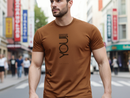 Peach Slim Fit Motivational T-Shirt for Men | Polyester Graphic Tee – Trisholic Side Profile