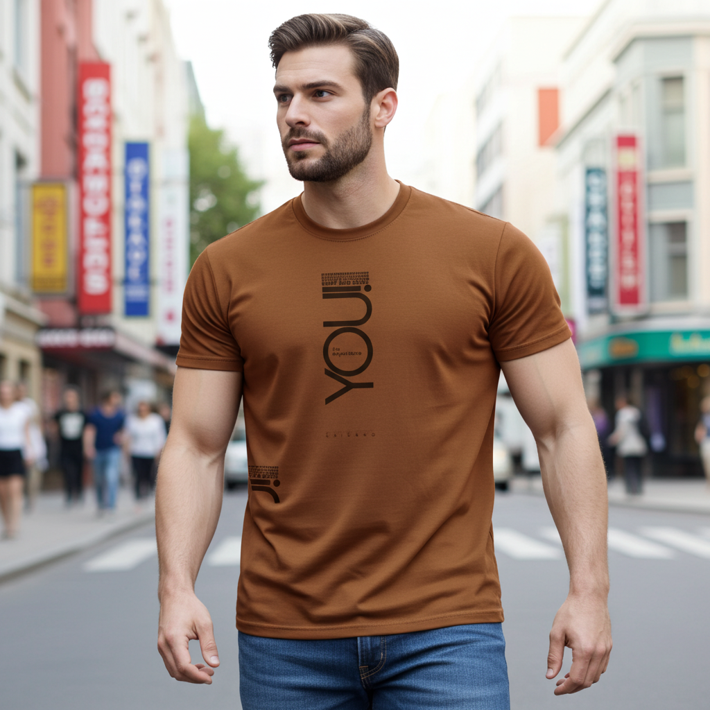 Peach Slim Fit Motivational T-Shirt for Men | Polyester Graphic Tee – Trisholic Side Profile