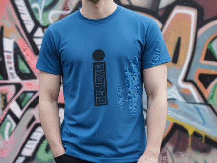 Side angle of Trisholic Men’s Slim Fit Blue Polyester T-Shirt | Lightweight Activewear Tee