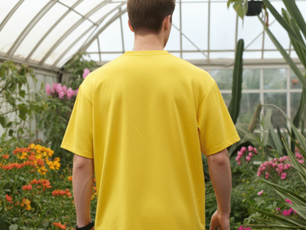 Yellow Oversized T-Shirt for Men | Minimal Solid Casual Streetwear Tee neckline