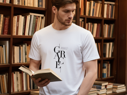 Premium White Grace Letter Print T-Shirt | Trendy Minimal Casual Wear for Men - Trisholic side view