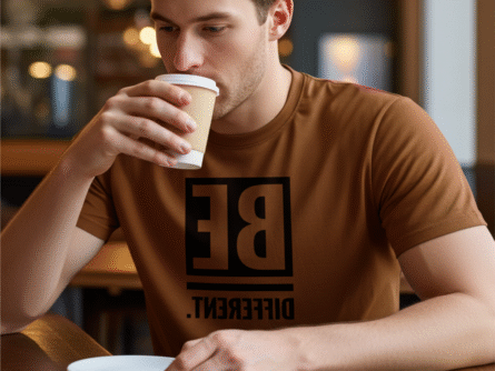 Slim Fit Graphic Printed T-Shirt for Men – Peach Be Different Quote Tee | Trisholic print durability