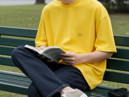 Yellow Oversized T-Shirt for Men | Minimal Solid Casual Streetwear Tee front view