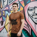 Peach “Now or Never” Graphic Oversized T-Shirt for Men | Motivational Streetwear Tee – Trisholic Sleeve Detail