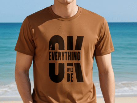 Men Wearing Everything Will Be OK Stylish Motivational T-Shirt for Men
