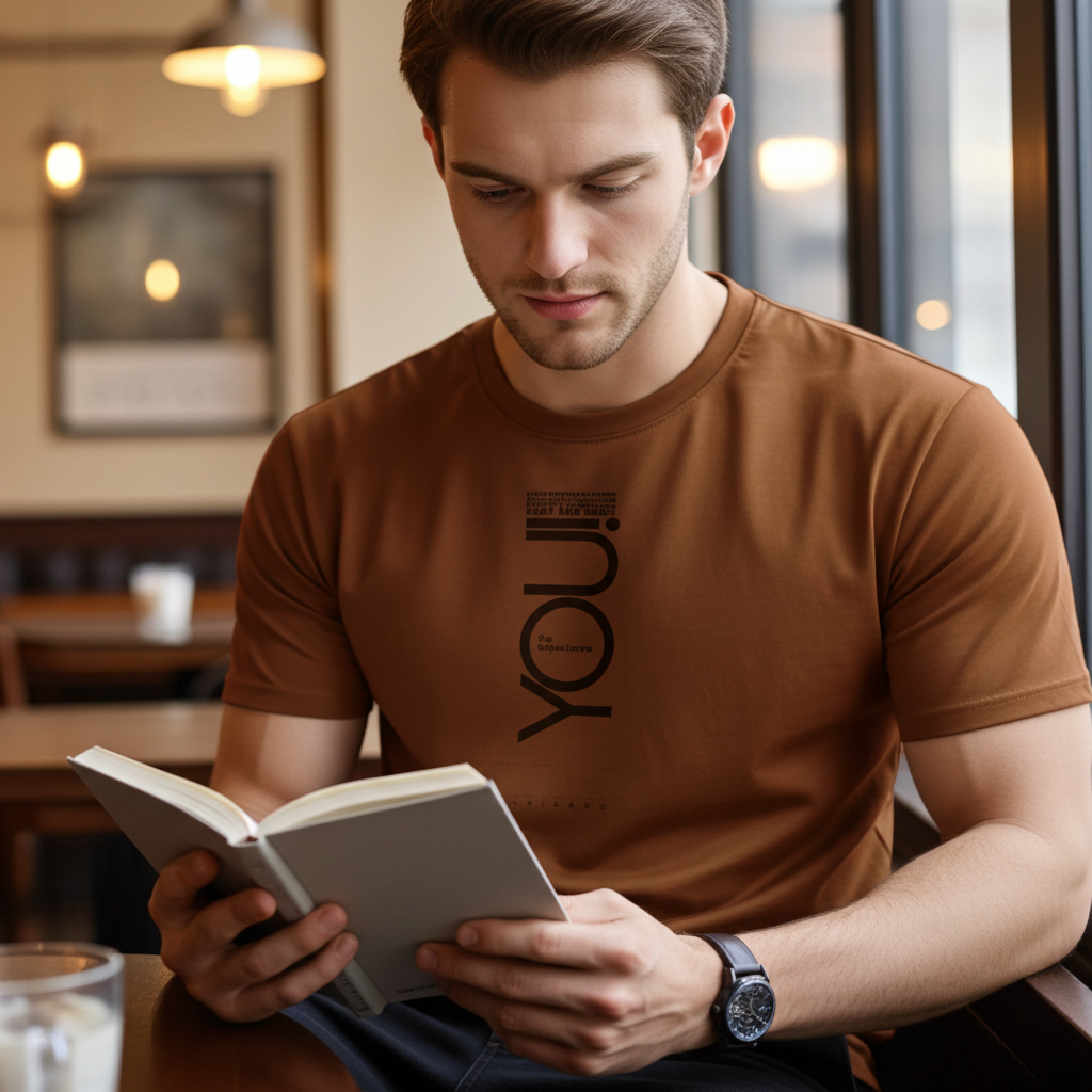 Peach Slim Fit Motivational T-Shirt for Men | Polyester Graphic Tee – Trisholic Lifestyle Shot