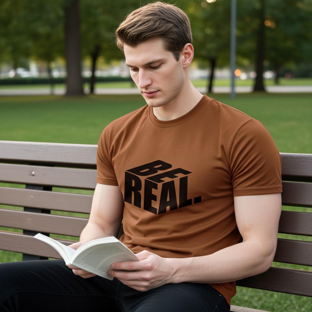 Stitching close-up – Men’s Casual Slim Fit Peach T-Shirt | Durable Polyester Fabric – Trisholic