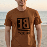 Slim Fit Graphic Printed T-Shirt for Men – Peach Be Different Quote Tee | Trisholic typography