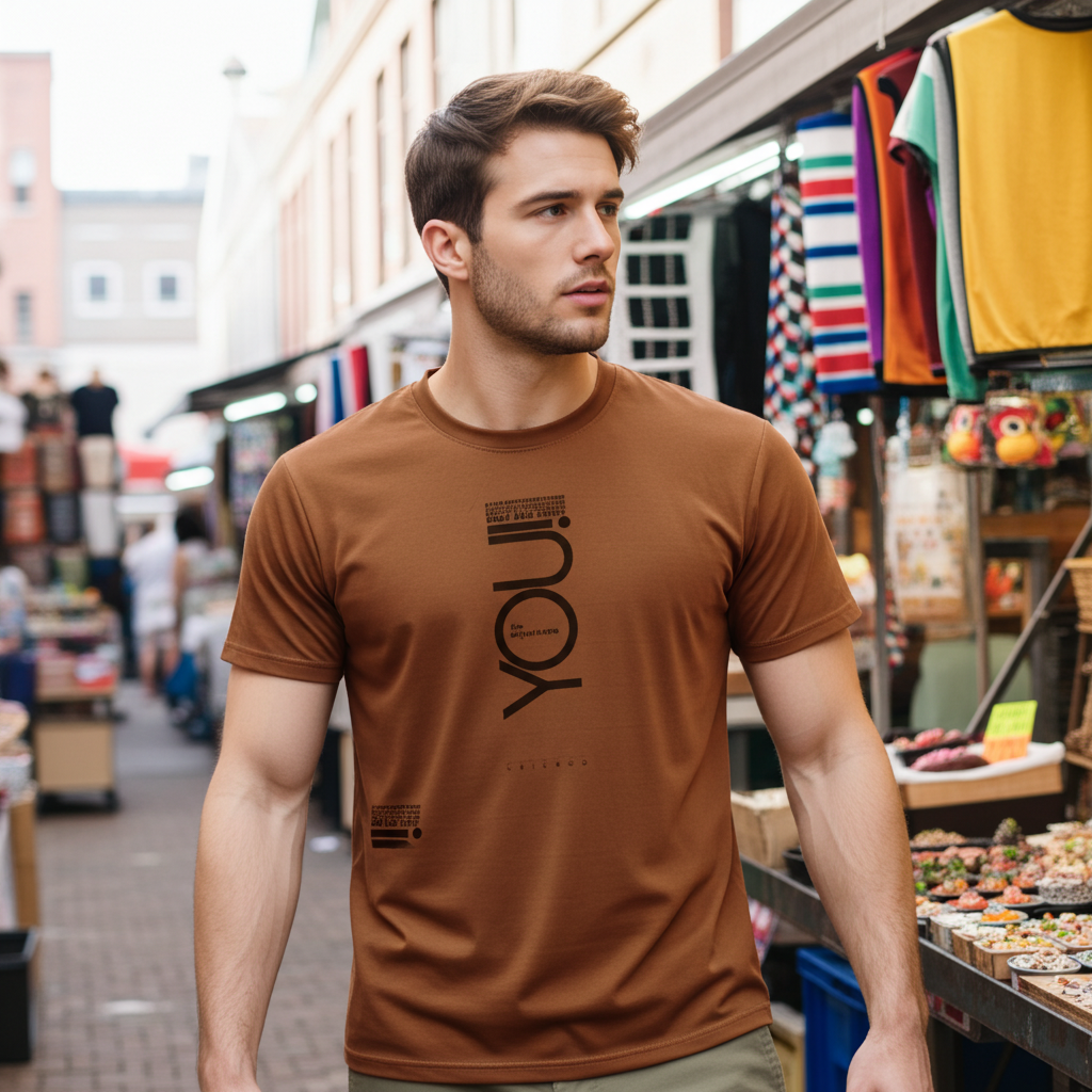 Peach Slim Fit Motivational T-Shirt for Men | Polyester Graphic Tee – Trisholic Detail Shot