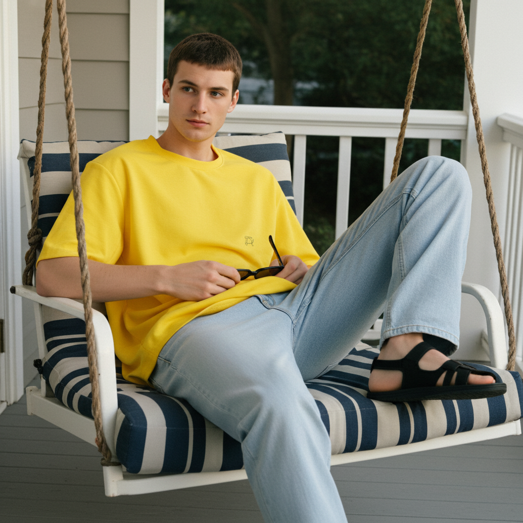 Yellow Oversized T-Shirt for Men | Minimal Solid Casual Streetwear Tee lifestyle