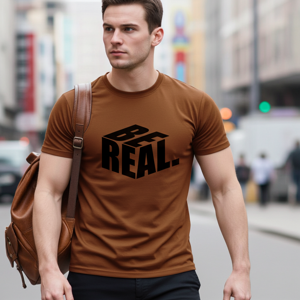 Fabric stretch shot – Men’s Casual Slim Fit Peach T-Shirt | Durable Polyester Fabric – Trisholic