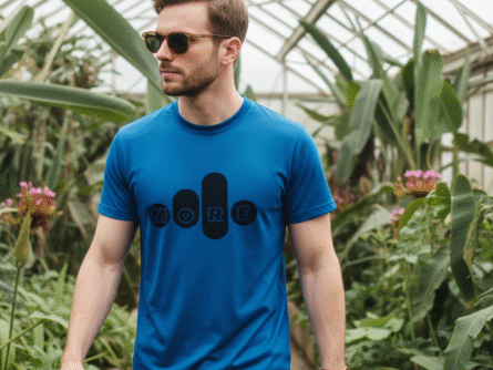 Modern profile shown through Blue Slim Fit Men’s T-Shirt | Lightweight Polyester – Trisholic