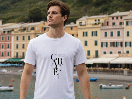 Premium White Grace Letter Print T-Shirt | Trendy Minimal Casual Wear for Men - Trisholic full-body