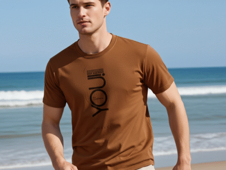 Peach Slim Fit Motivational T-Shirt for Men | Polyester Graphic Tee – Trisholic Close-Up