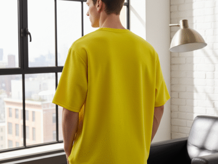Yellow Oversized T-Shirt for Men | Minimal Solid Casual Streetwear Tee back